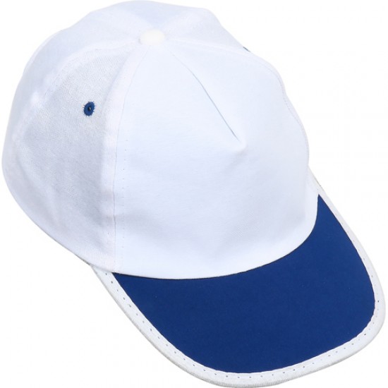 Beyaz Şapka - Saks Mavi Biyeli