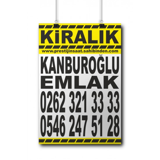 50x70 cm EMLAKÇI SATILIK-KİRALIK AFİŞLERİ